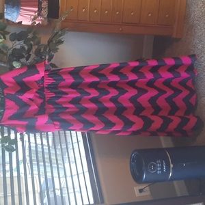 Long Hot Pink & Black Sheer Dress with Slip Dress under